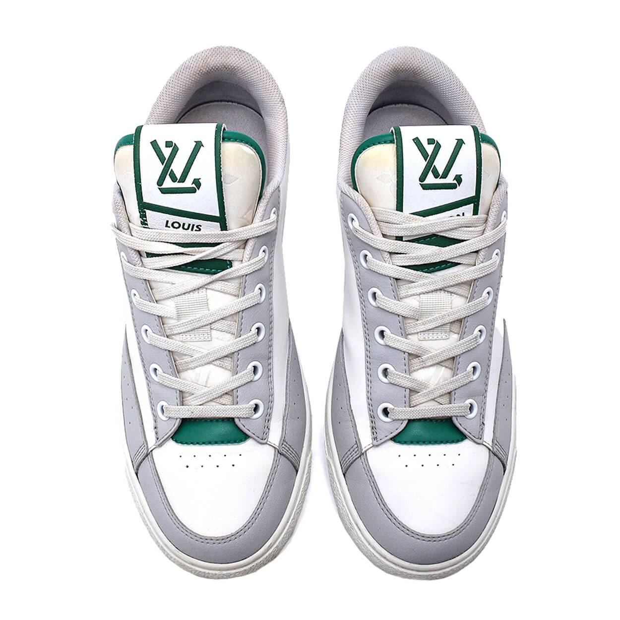 Louis Vuitton - White & Green Leather Charlie Sneakers